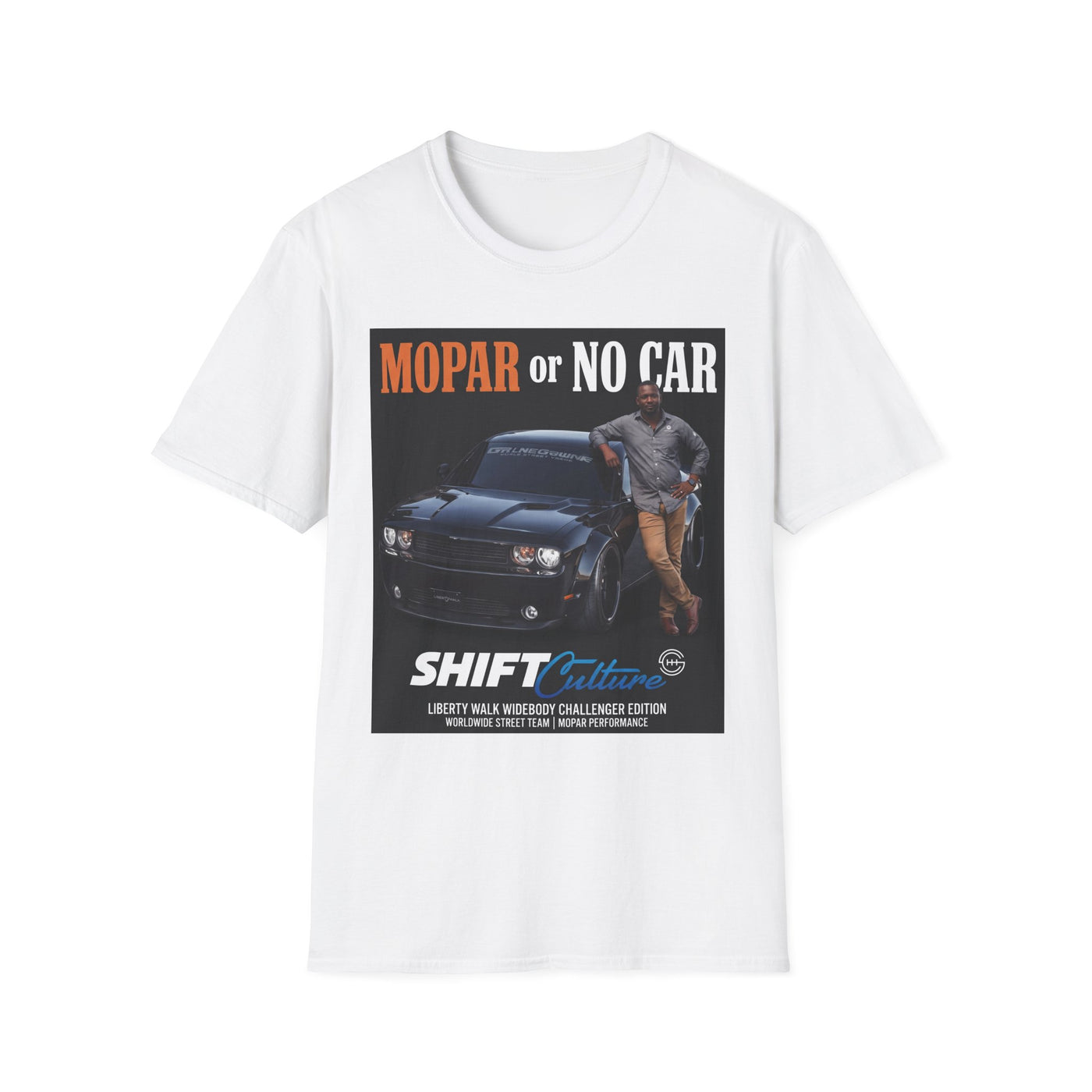 Mopar or No Car T-Shirt — Muscle Car Challenger Design